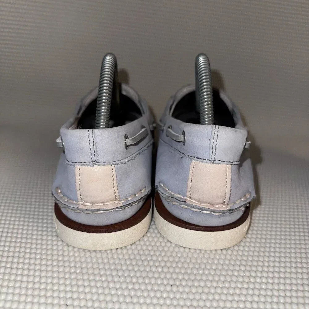 Sperry Gold Cup 2-Eye Baby Blue Leather Slip On Boat Shoes Men’s Size 7.5